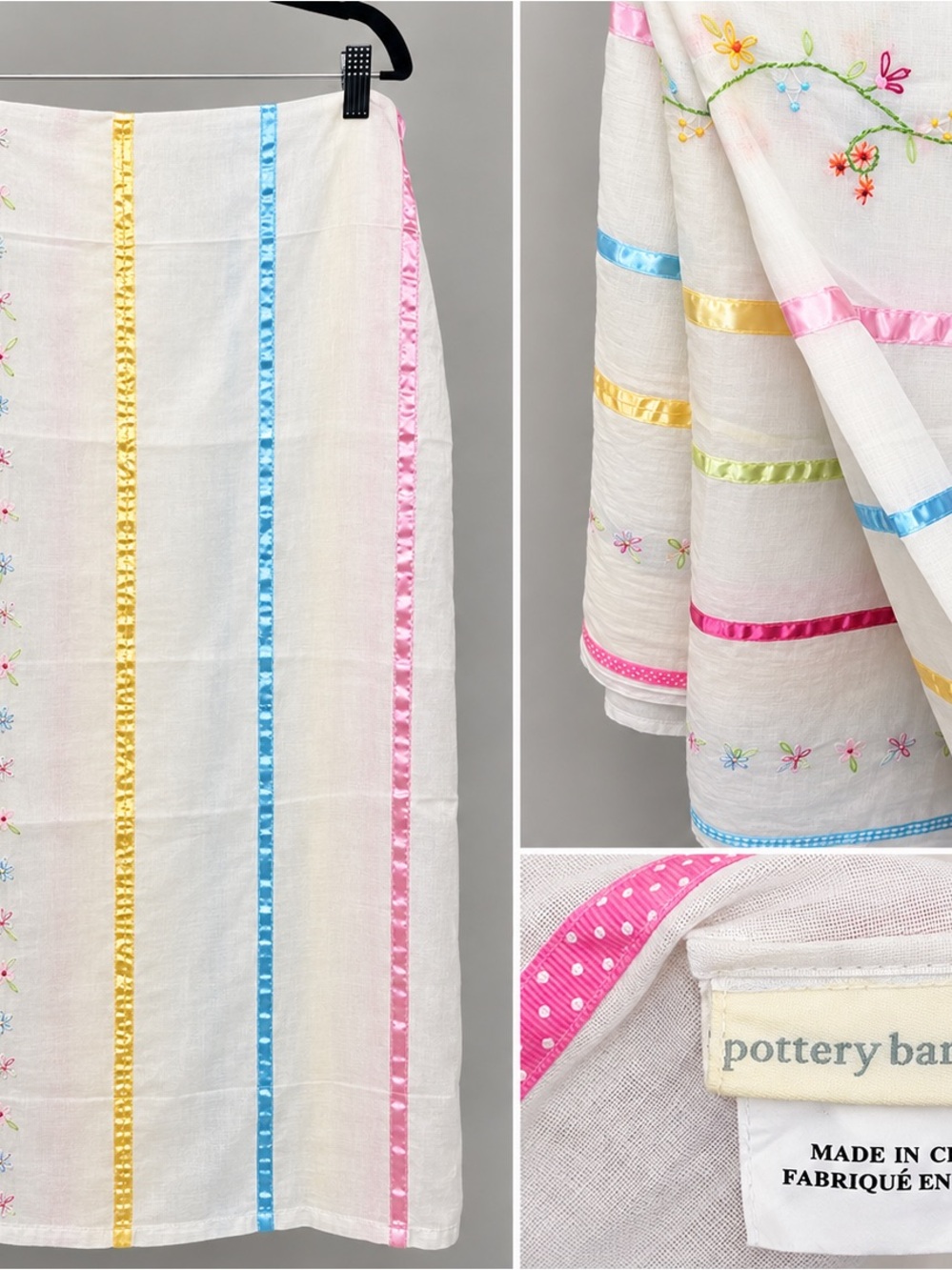 Pottery Barn Kids Ribbon Sheer Curtains (2) 44x84. Vintage/HTF